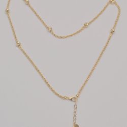 14K Yellow Gold Rope Chain Necklace Station Beads 18–19in 4.6g