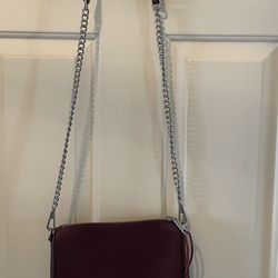 Rebecca Minkoff Avery Port/Burgandy Saffiano Leather Chain Strap Crossbody Bag