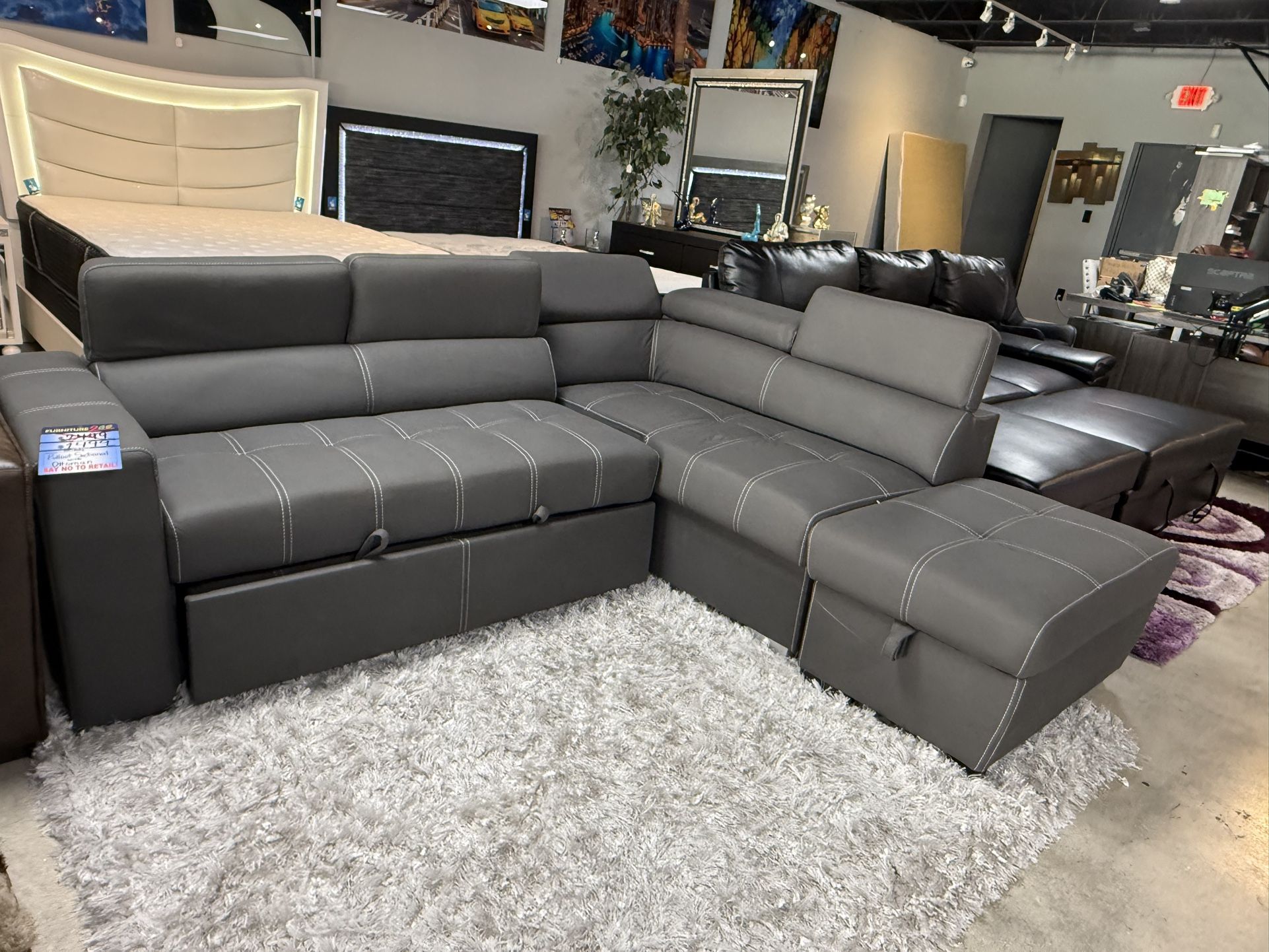 Black Friday Sake Pull Out Sleeper Sectional With Ottoman Only $1099