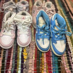 4 Pair of Jordan & New Balance Girls High Top Colorblock Sneakers Pink Blue 