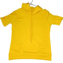 Women's Yellow Short Sleeve Hoodie Shirt