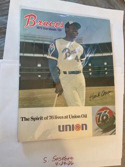 1972 ATLANTA BRAVES SCORE BOOK VS New York Mets UNSCORED. Hank Aaron. Willie Mays