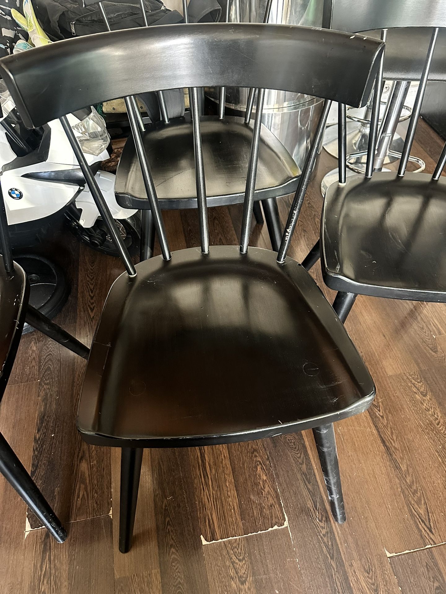 4 Black Wooden Chairs