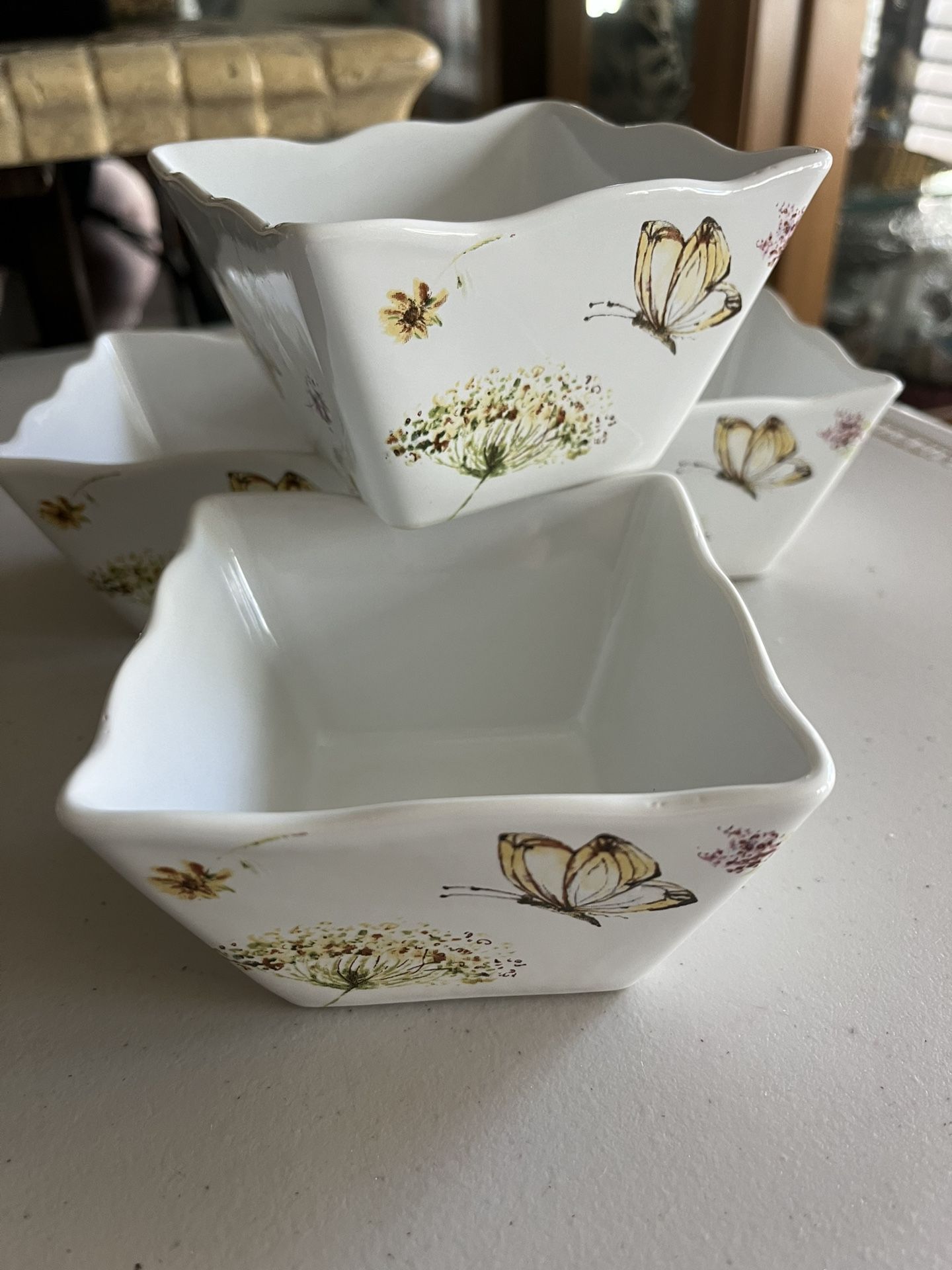 Vintage Butterfly Fantasy Square Bowls 222 Fifth 