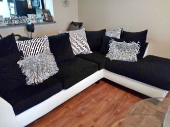 Brand New Plush Black & White Sectional