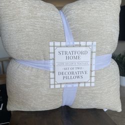 Stratford home set of two decorative cream, sparkly pillows