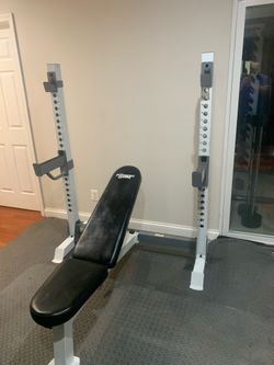 Olympic Adjustable weight bench with squat rack and spotter arms
