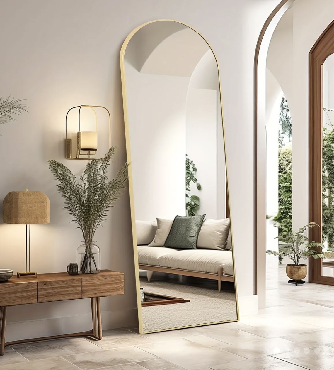 Brand New 21*64 Arched Full Length Mirror With Stand- GOLD