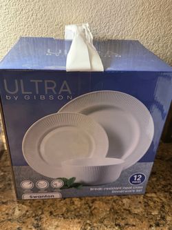 white bowl and plate set 12 piece
