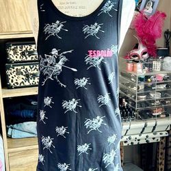 Espolon Graphic Print Tank Top T Tee Shirt Women's Size M Medium Skeleton 