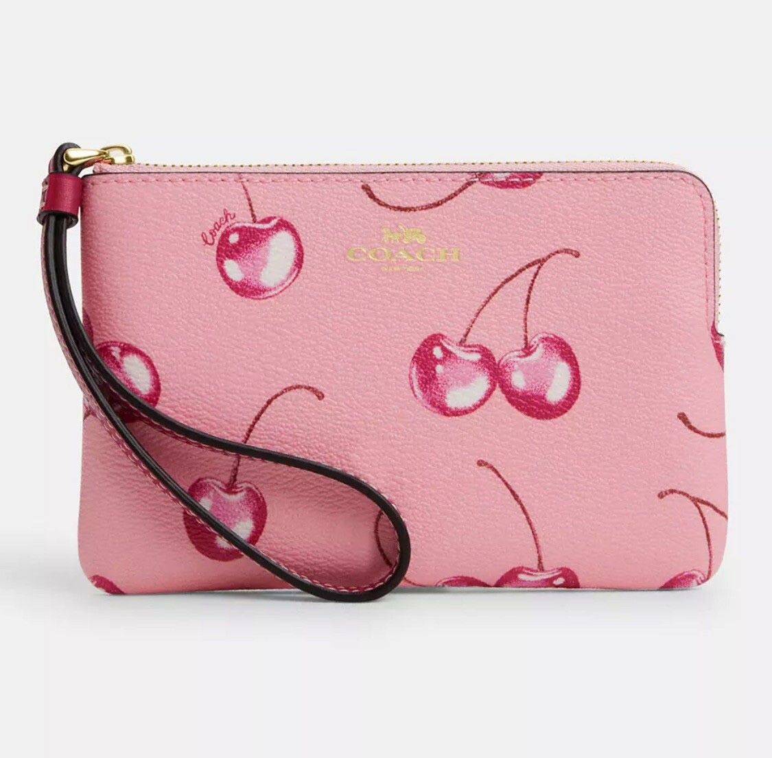 Coach Zip Wristlet Cherry Print