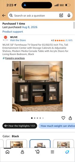 58" TV Stand in Black