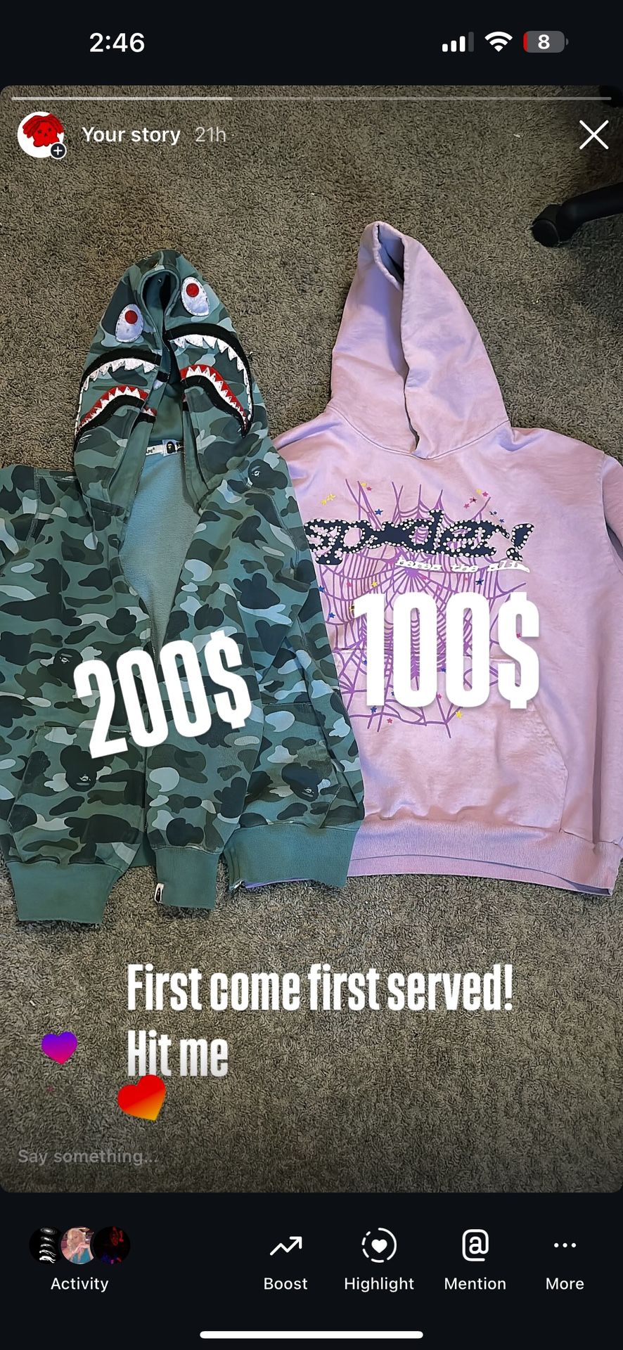 BAPE Color Camo Shark Wide Full Zip Double Hoodie x Sp5der Acai Hoodie