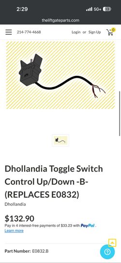 OEM Dhollandia Toggle Switch E0832 B