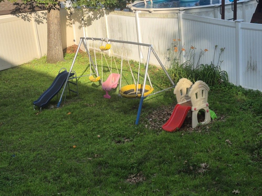 Swing Set, Slide Climber  And  Sand Box