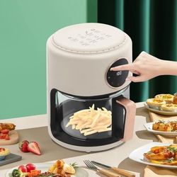 
Freidora de aire de vidrio de 1200 W con cesta visible de 360°, freidora de aire de borosilicato de 3.8 cuart