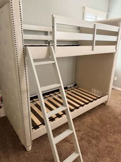 Living spaces Julia upholdered twin over twin bunk beds