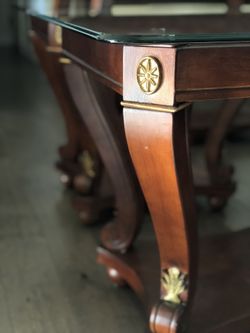 4-piece Vintage Glass Topped Table Set