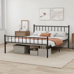 Metal Platform King Bed Frame With Headboard