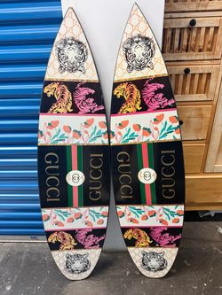 Gucci Inspired Decorative Surfboard Wall Art Tiger Floral Large