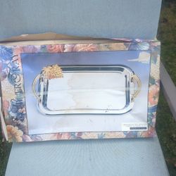 Silver Tray With Gold Handles $2