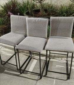 Set of 3 Cheyenne Products "Trevor" Gray Upholstered Counter Stools