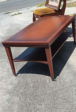 Antique table with wheels