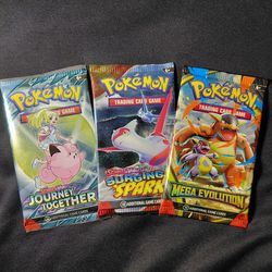 Pokemon TCG - Variety Blisters Set of 3 - Journey Together, Surging Sparks, Mega evolution