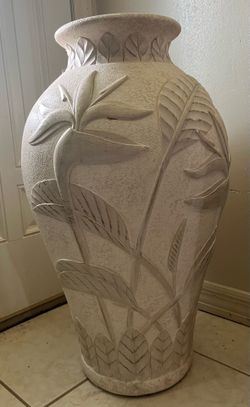 Serge Roche Style Birds of Paradise  28” Plaster Floor Vase FLAWLESS!