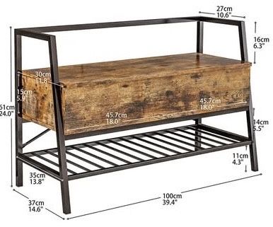 😀 IRONCK Storage Bench with Lift Top Box, Entryway Shoe Bench with Shoe Rack, 39.4 in Entry Bench Shoe Organizer for Entryway, Bedroom, Hallway,