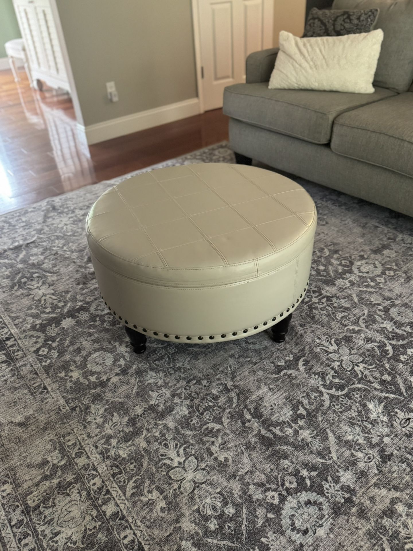 Cream Storage Ottoman