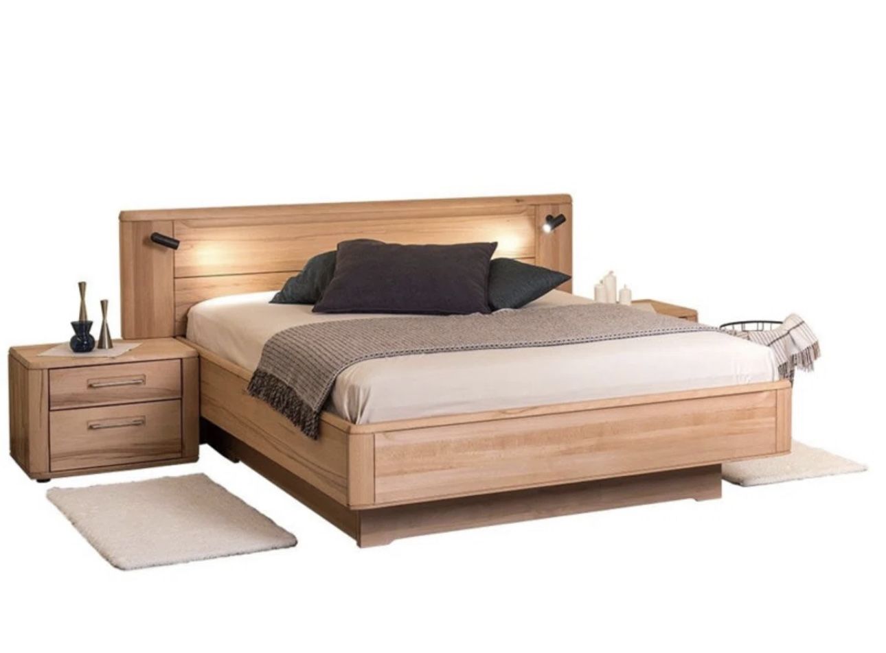 Solid Beach Wood Bed Set