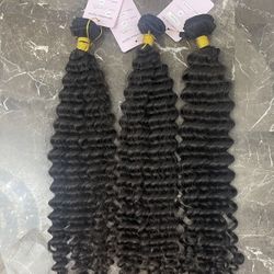 Deep Curly 24,24,26” Raw Top Quality Virgin Hair Bundles