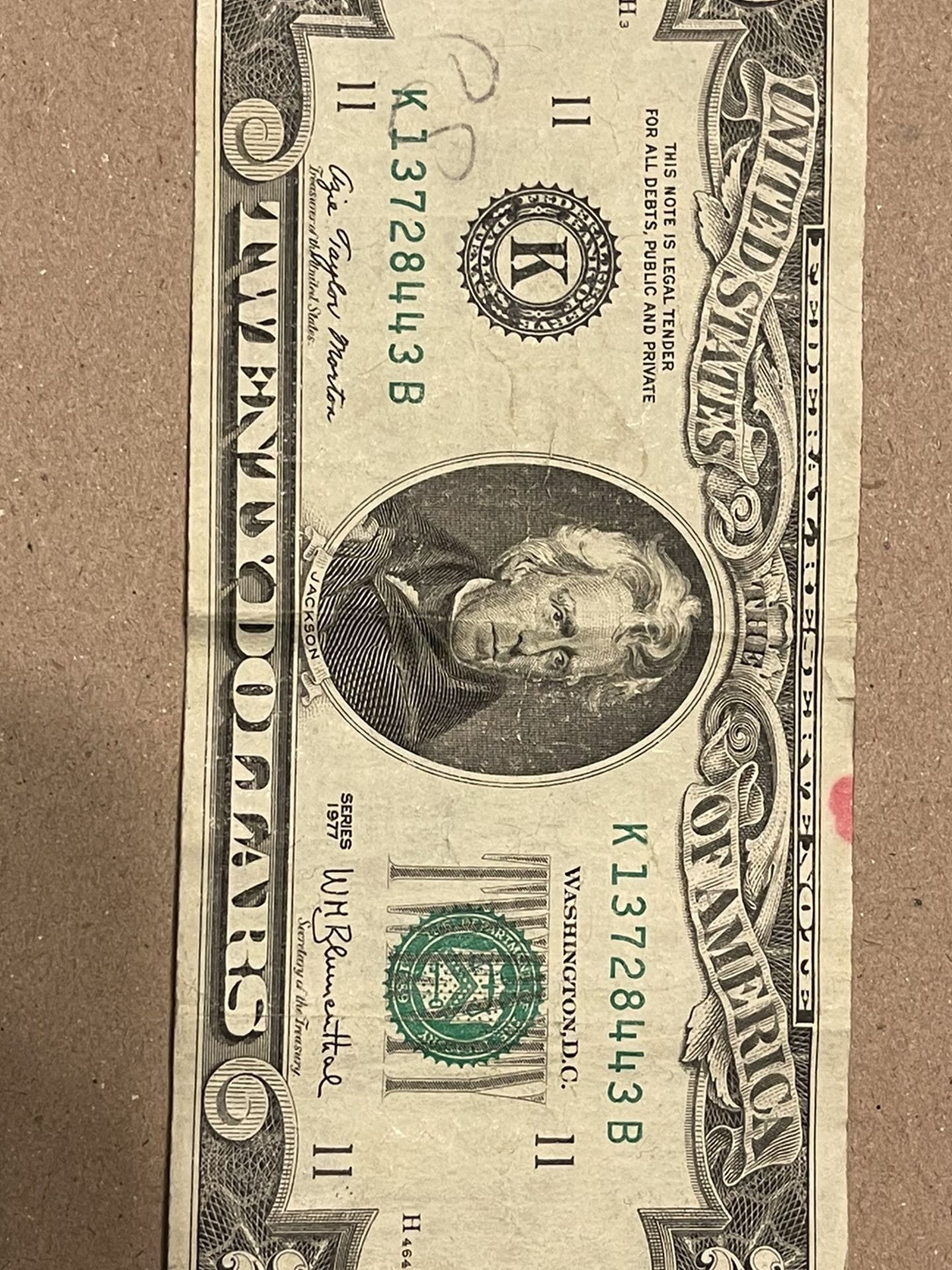 1977 (k) $20 Dollar Bill