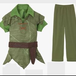 Disney Store Classic Peter Pan Kids Unisex Sz 5/6 Costume Jacket+Pants/Belt NWT