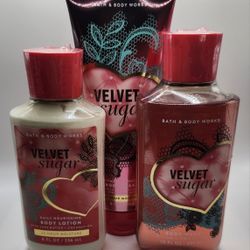 Bath & Body Works Bundle ~ VELVET SUGAR ~ Shea Butter, Coconut Oil, Hyaluronic