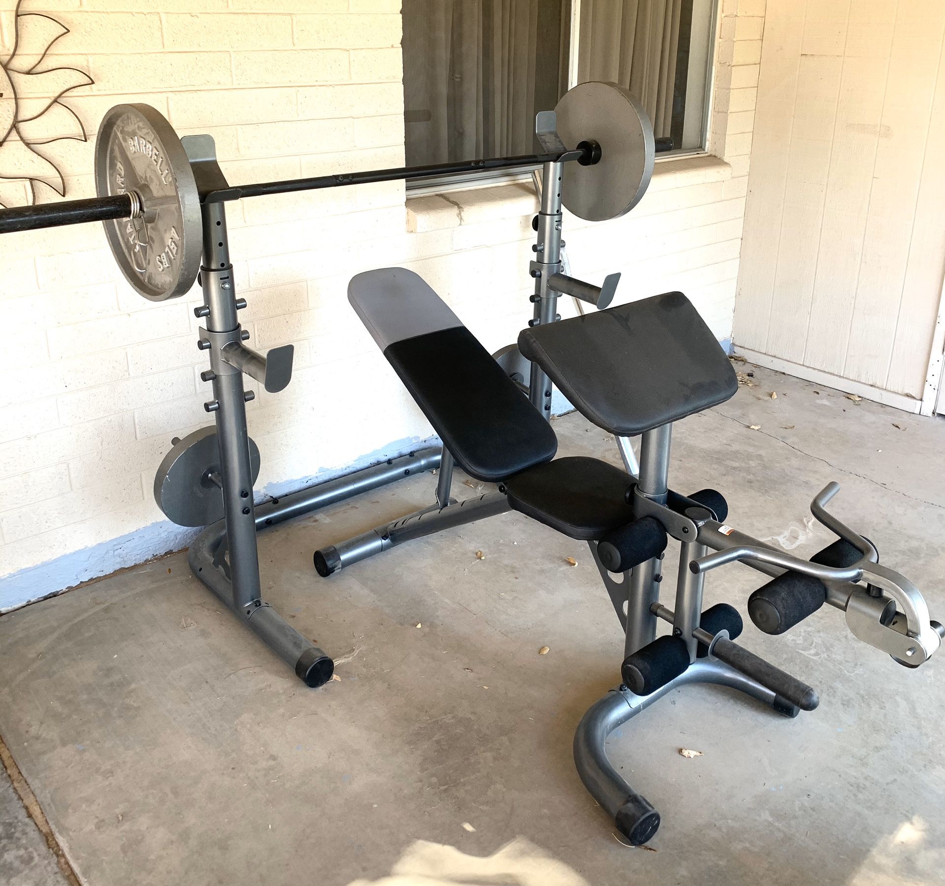 Home Gym - Squat Rack, Adjustable Bench, Olympic Weights