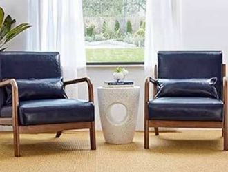 Glitzhome Mid-Century Modern Leatherette Accent Chair
