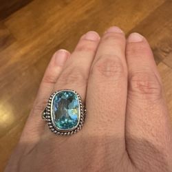 Woman’s vintage style ring with blue stone shipping available