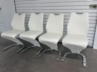 ✅NEW Modern Faux Leather Dining Chairs in White (Set of 4)