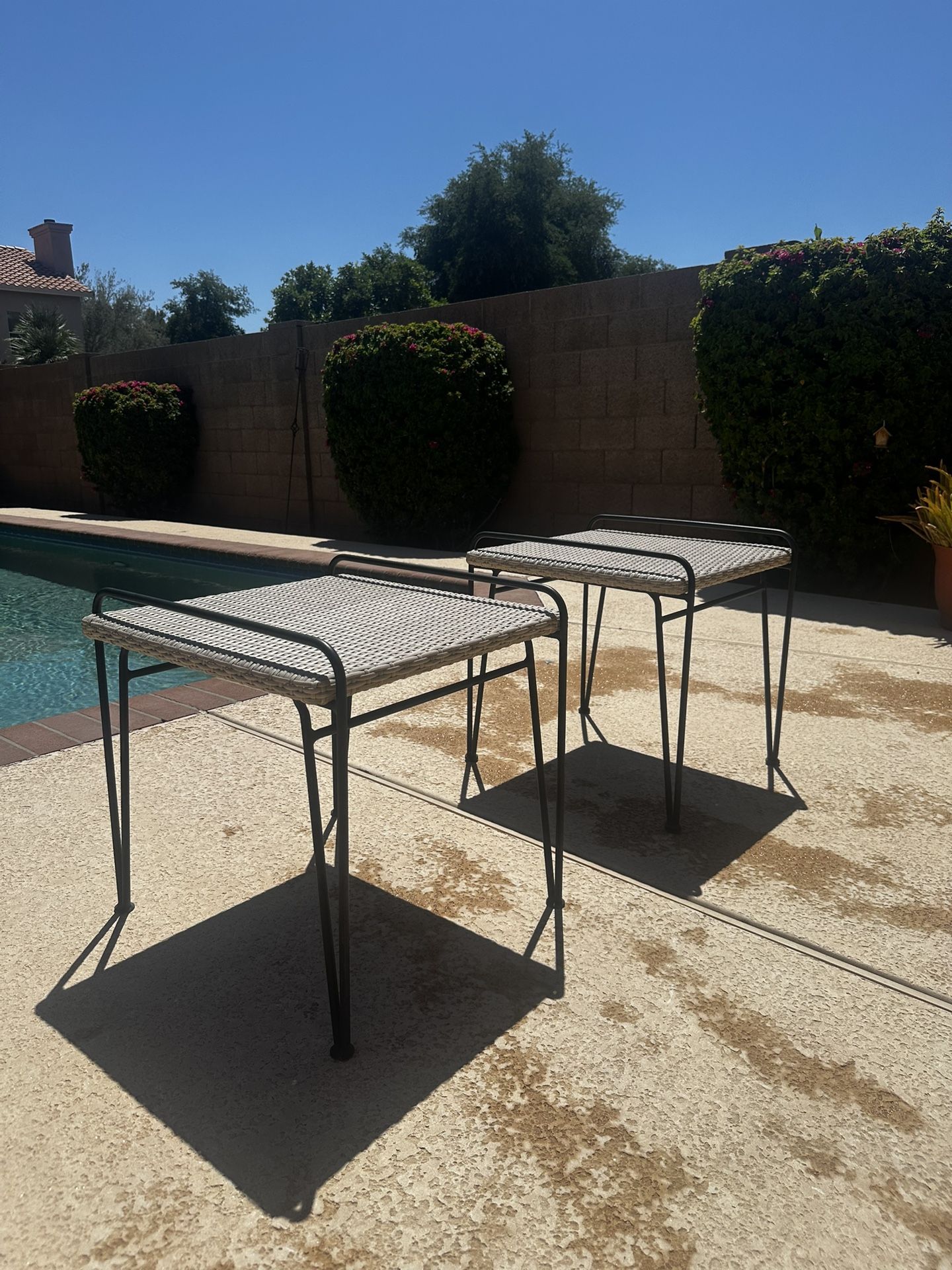 CB2 Outdoor Wicker Side Table (Set Of 2)