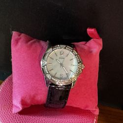 Guess Patent Black Leather Watch