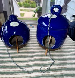 2 New Green with Envy brand ceramic bird house