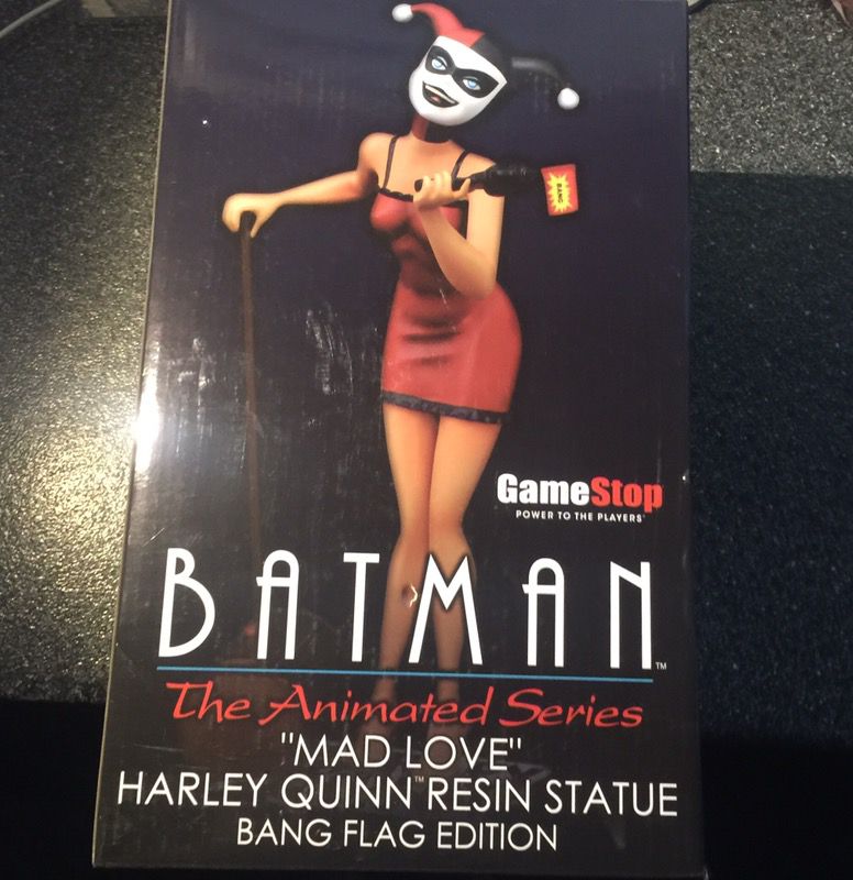 Harley Quinn Mad Love 12 inch statue BANG FLAG EDITION, Diamond Select Toys Batman The Animated Series Premier Collection Statue, Clayburn Moore, EXC