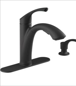 Kohler Mistos Single-Handle Pull-Out Sprayer Kitchen Faucet in Matte Black