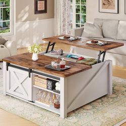 31.5" Lift Top Coffee Table with Storage, Square Coffee Tables for Living Room, Farmhouse Coffee Table with Large Hidden Storage Compartmen