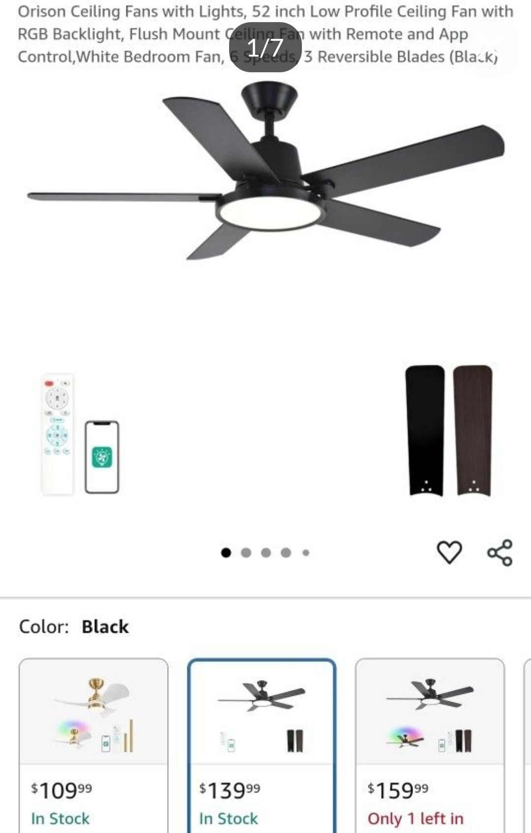 Orison Ceiling Fans with Lights, 52 inch Low Profile Ceiling Fan, Flush Mount Ceiling Fan with Remote and App Control,White Bedroom
