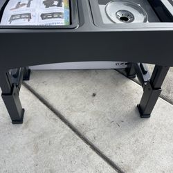 2-in-1 Elevated Dog Bowls Slow Feeder, 4 Height Adjustable Raised Bowls Stand, No Spill Dog Water Bowls, Anti-Slip Food and Water Bowl for Small