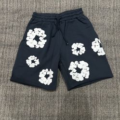 navy blue denim tear shorts