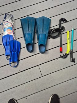 Swim fins, mask, snorkles